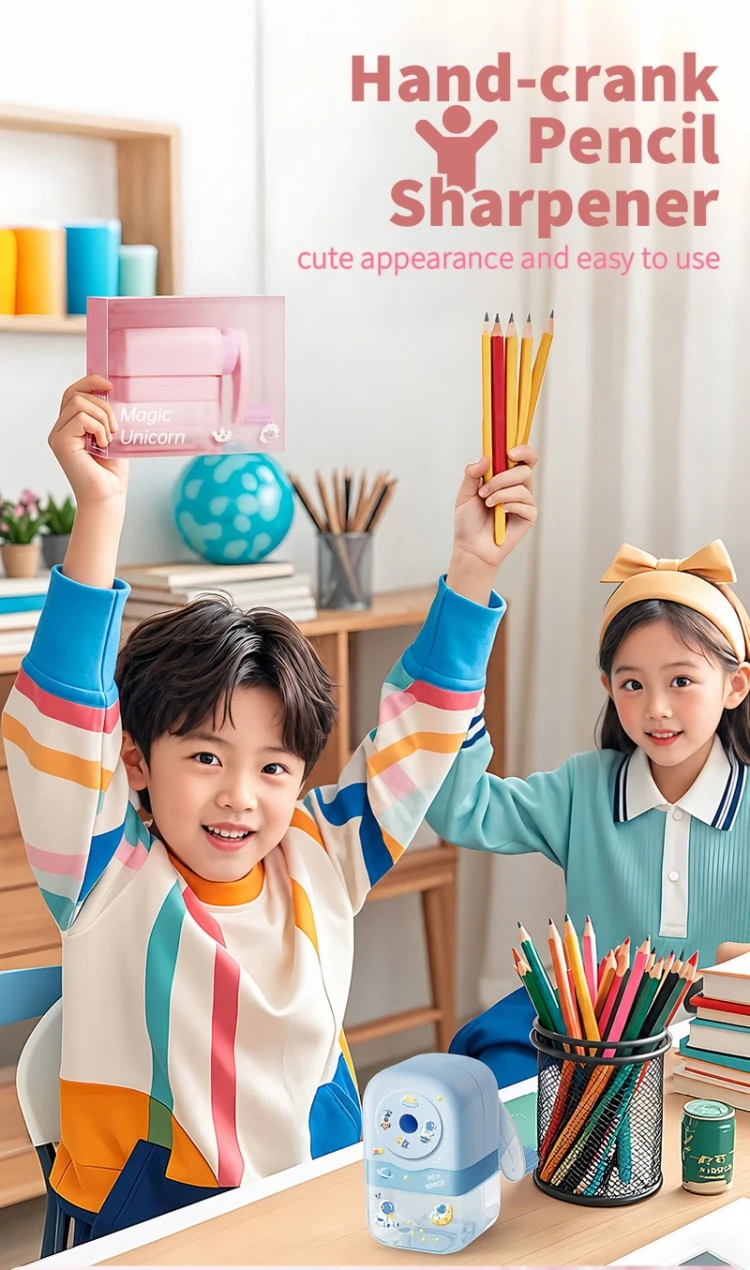 Cute Mini Plastic Hand Crank Pencil Sharpener